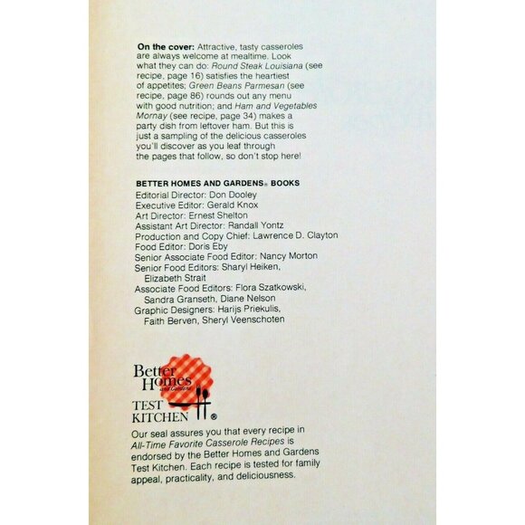All Time Favorite Casserole Recipes 1st Edition 4th Printing 1978 Hardcover Bett - Picture 4 of 9